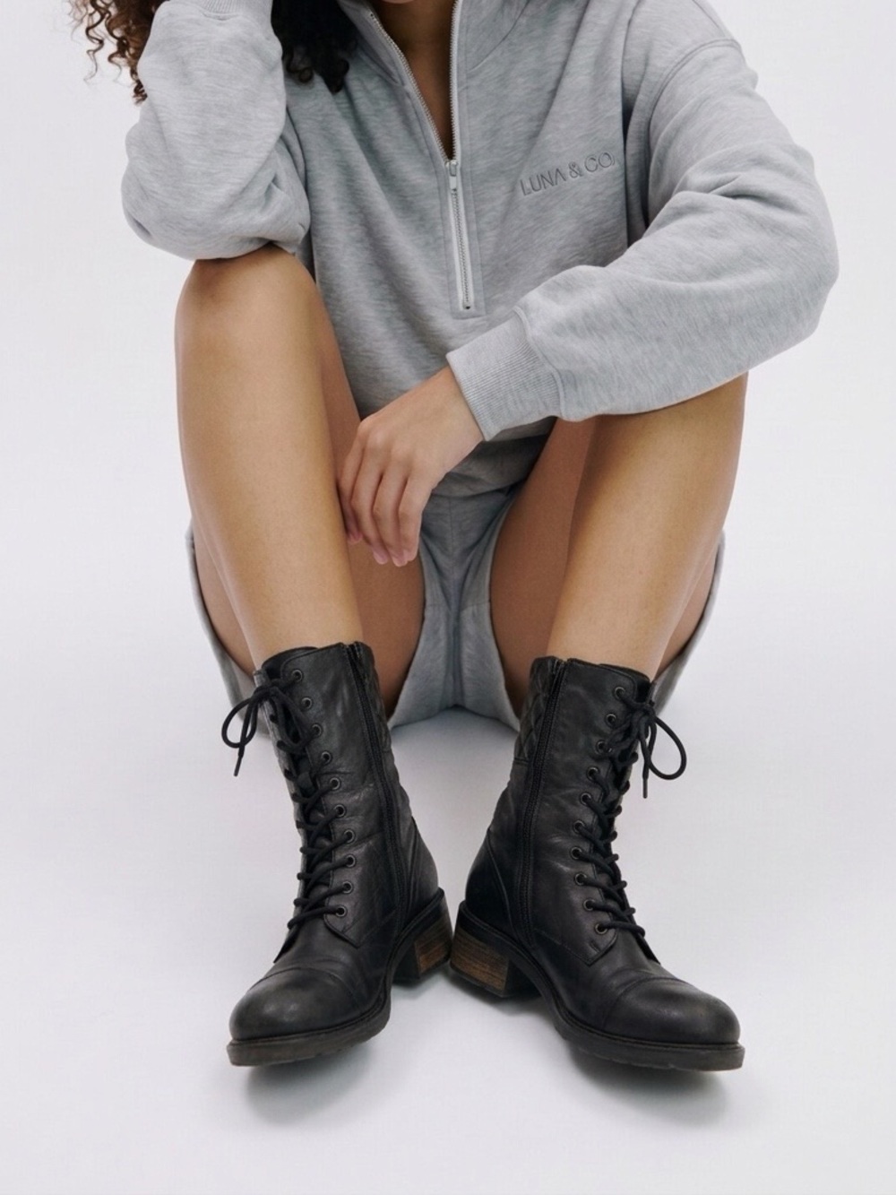 Steve Madden Black Lace-Up Combat Boots